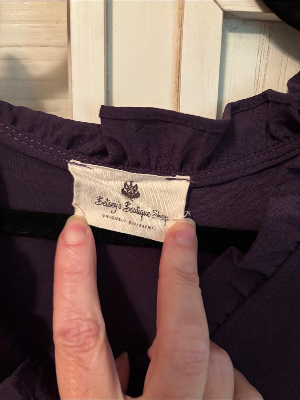 Sleeveless Ruffle V-Neck Blouse - Deep Plum - Picture 2 of 3